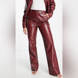 COPY - ASOS DESIGN crackle faux leather pants in red - part of a set